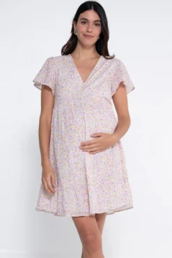 Vestido lactancia estampado con botones
