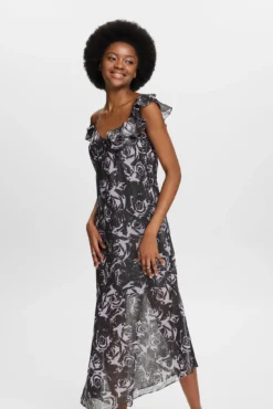 Vestido largo asimétrico estampado floral
