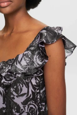 Vestido largo asimétrico estampado floral