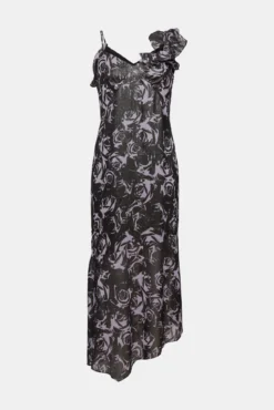 Vestido largo asimétrico estampado floral