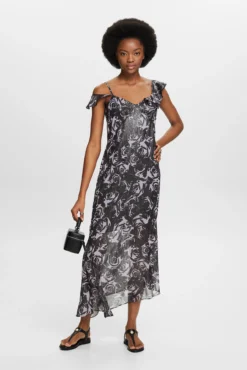 Vestido largo asimétrico estampado floral