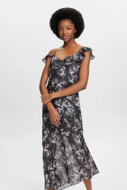 Vestido largo asimétrico estampado floral