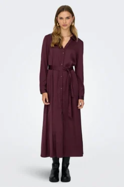 Vestido largo camisero de satén