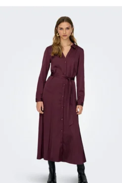 Vestido largo camisero de satén