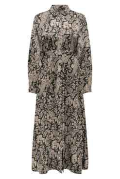 Vestido largo camisero satinado