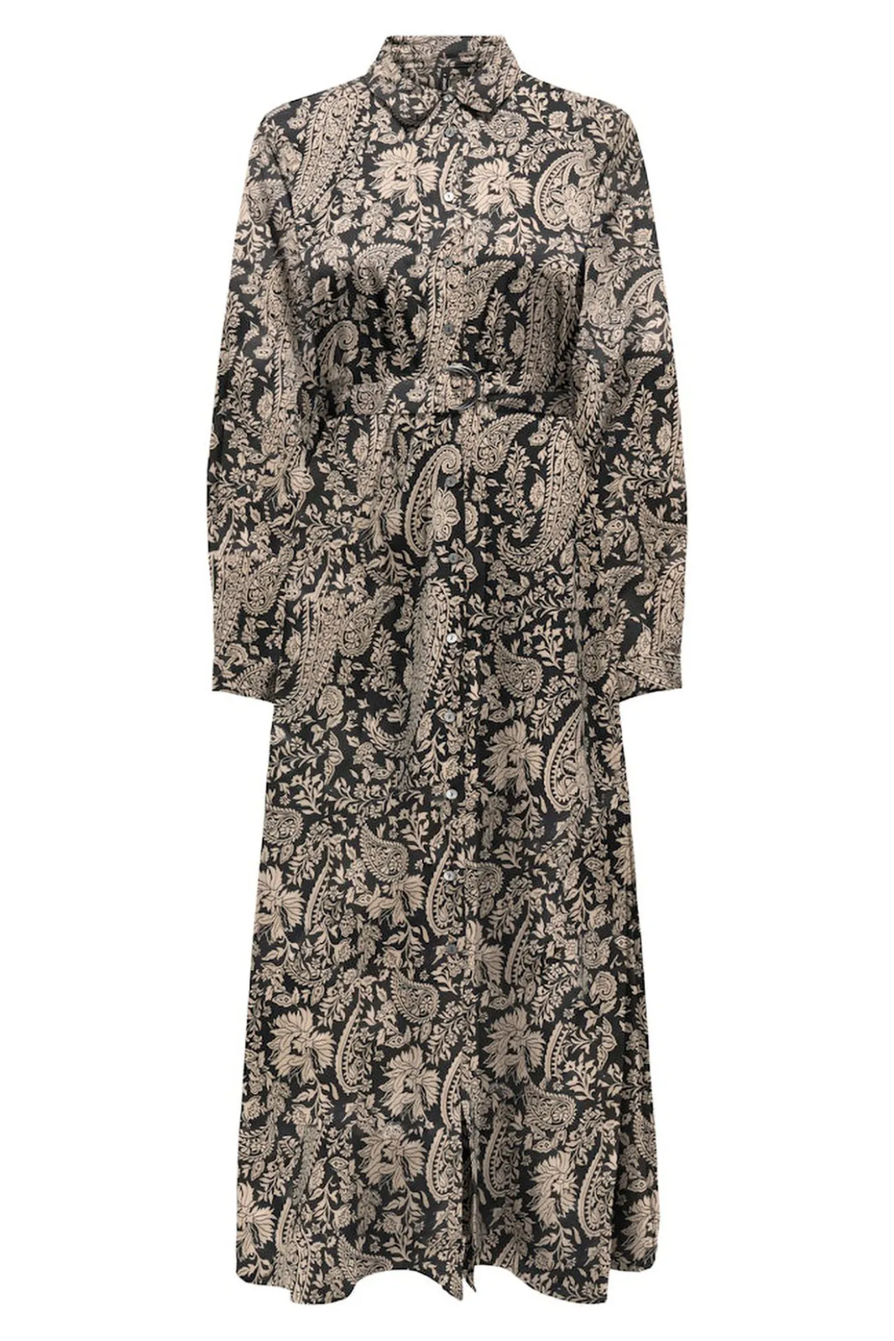 Vestido largo camisero satinado