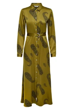 Vestido largo camisero satinado