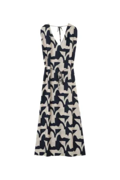 Vestido largo con estampado geométrico