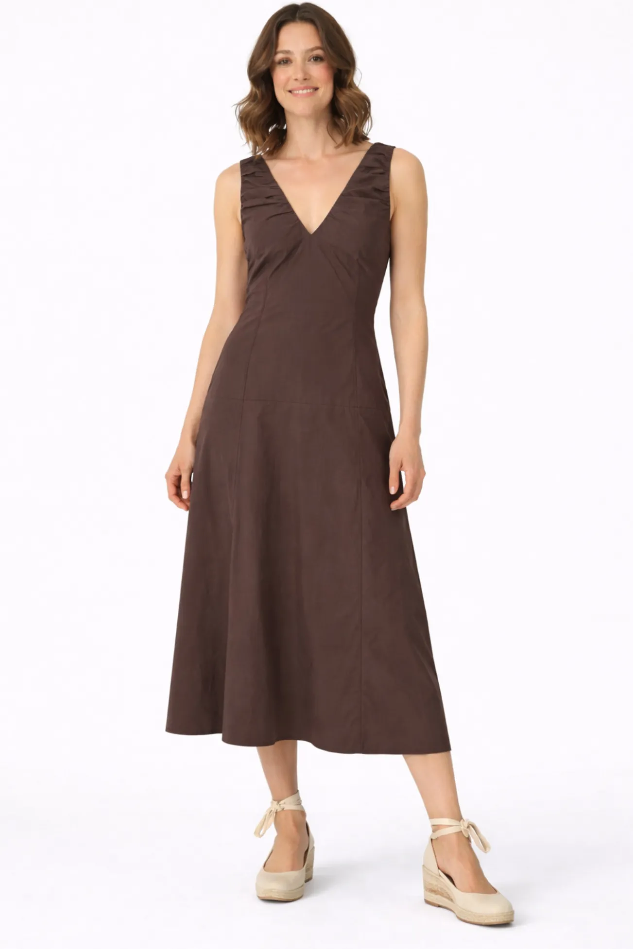 Vestido largo con tirantes de algodón