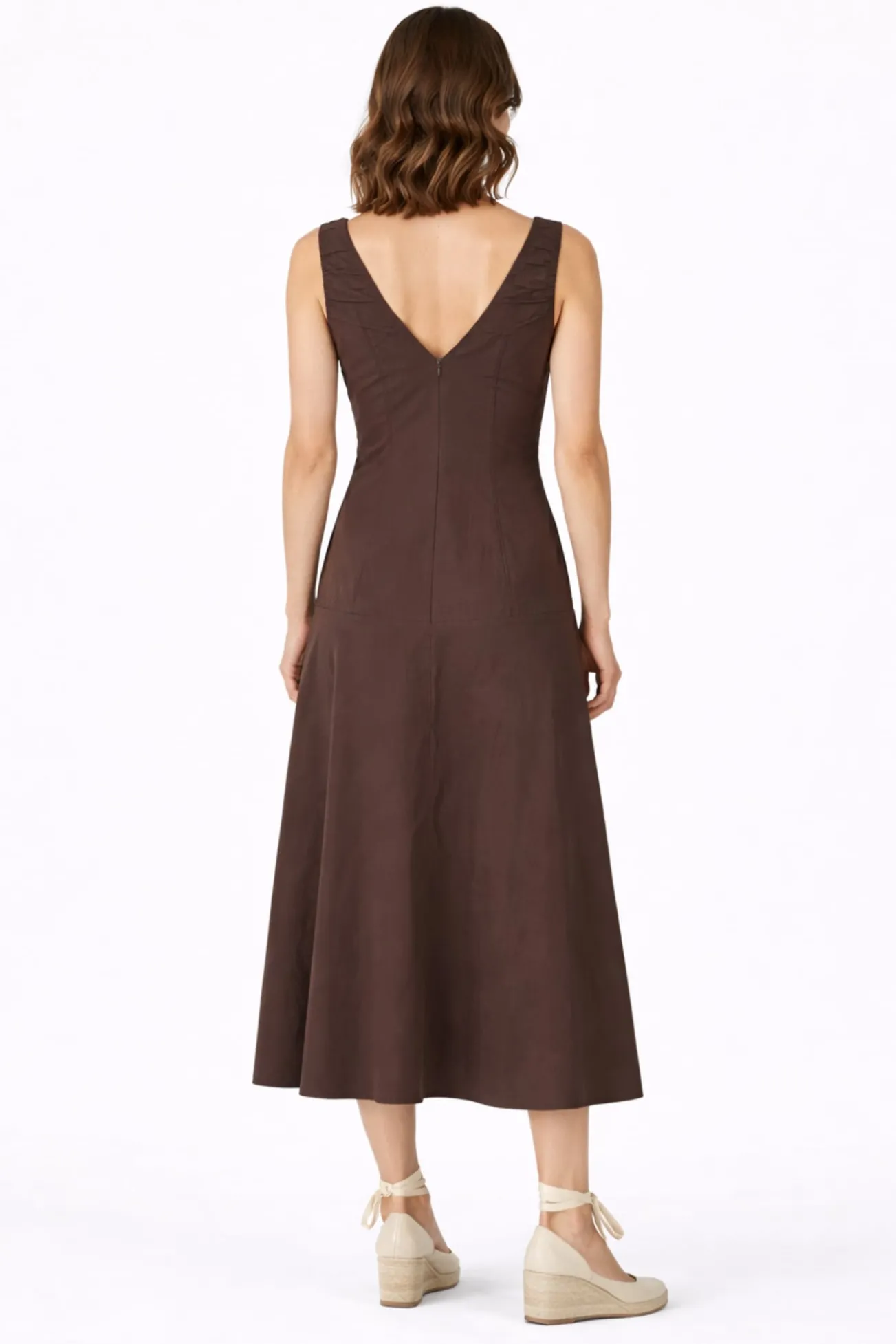 Vestido largo con tirantes de algodón