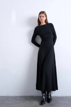 Vestido largo de manga larga con modal
