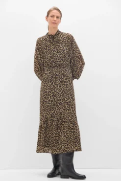 Vestido largo estampado leopardo