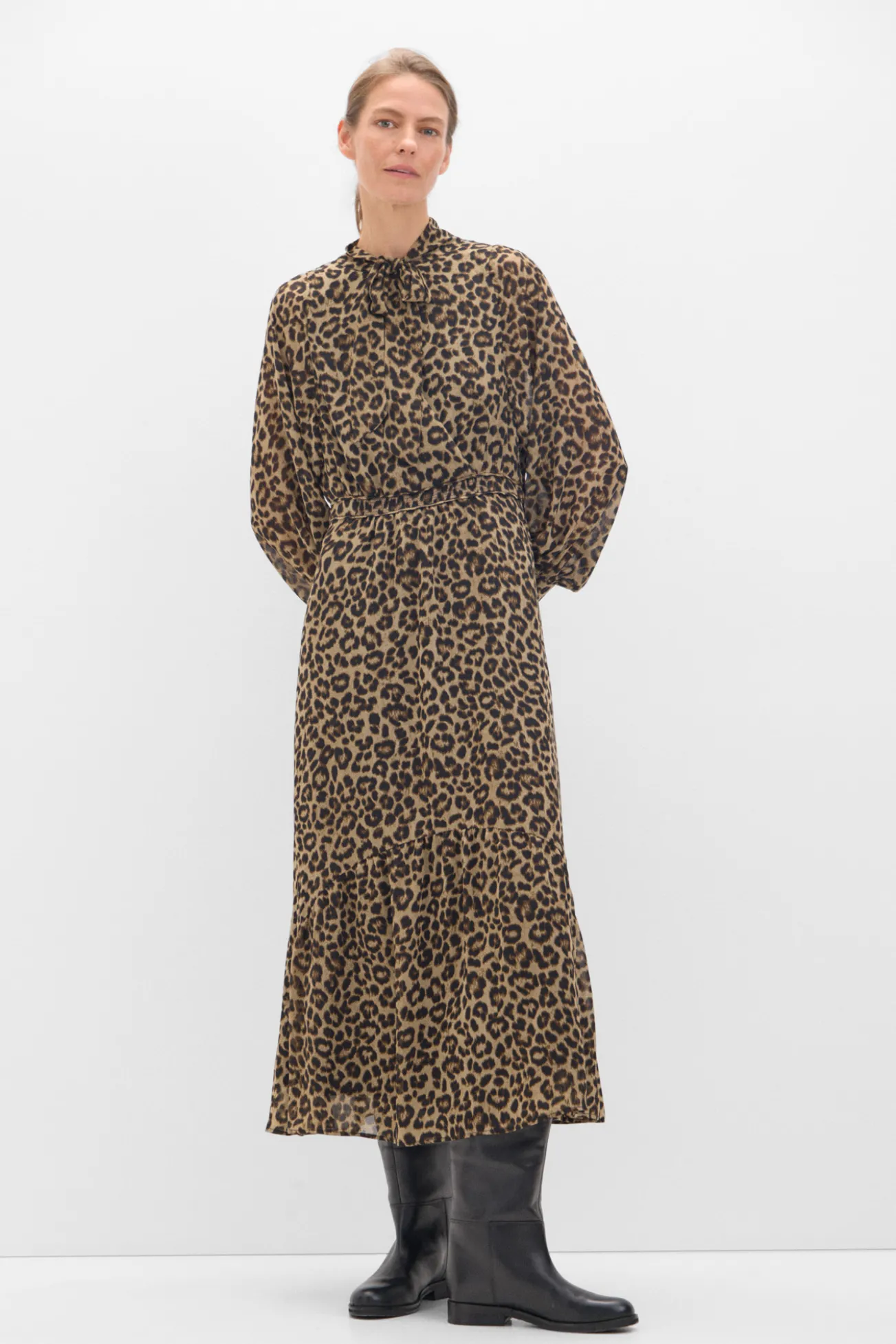 Vestido largo estampado leopardo