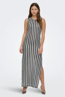 Vestido largo estampado zigzag