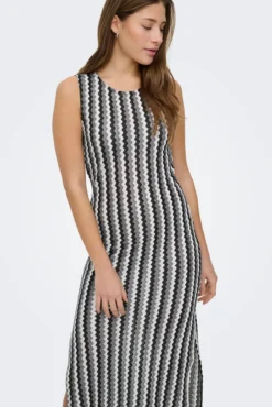 Vestido largo estampado zigzag