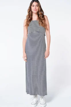 Vestido largo maternity lactancia rayas