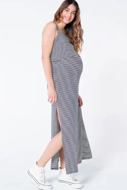 Vestido largo maternity lactancia rayas