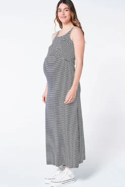 Vestido largo maternity lactancia rayas