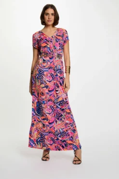 Vestido largo recto estampado