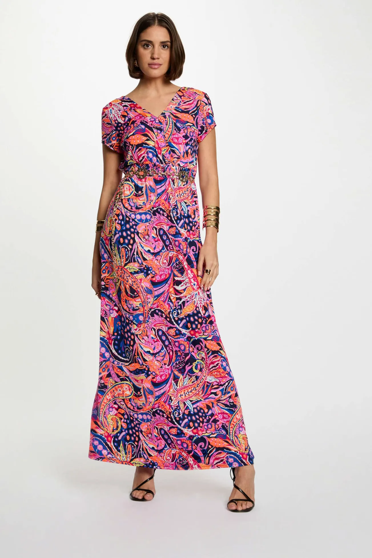 Vestido largo recto estampado