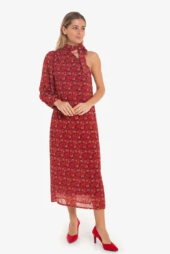 Vestido midi asimétirco con estampado floral