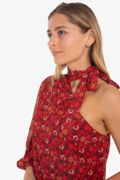 Vestido midi asimétirco con estampado floral