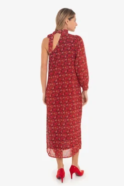 Vestido midi asimétirco con estampado floral