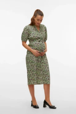 Vestido midi camisero maternity de lactancia