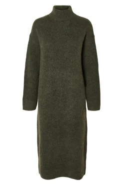 Vestido Midi de cuello alto confeccionado con lana Merino.