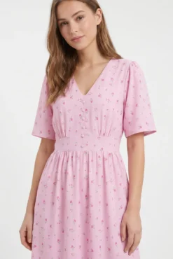 Vestido midi de manga corta estampado