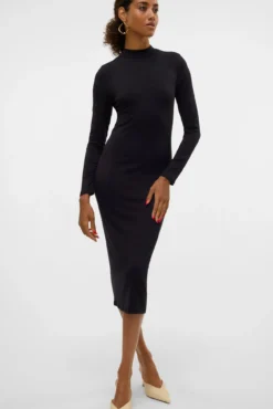 Vestido midi de manga larga