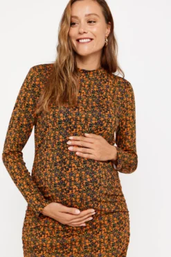 Vestido midi de manga larga maternity