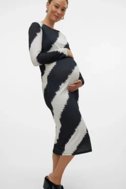 Vestido midi de manga larga maternity