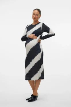 Vestido midi de manga larga maternity