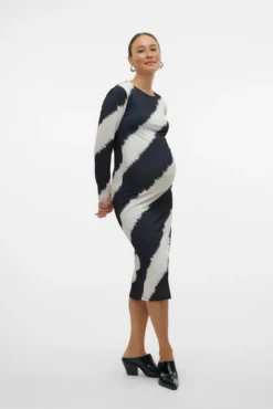 Vestido midi de manga larga maternity