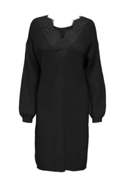 Vestido midi de punto con detalle de encaje