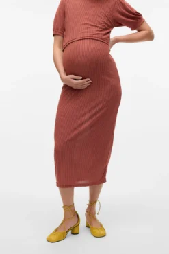 Vestido midi de punto fino maternity