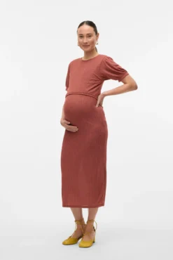 Vestido midi de punto fino maternity