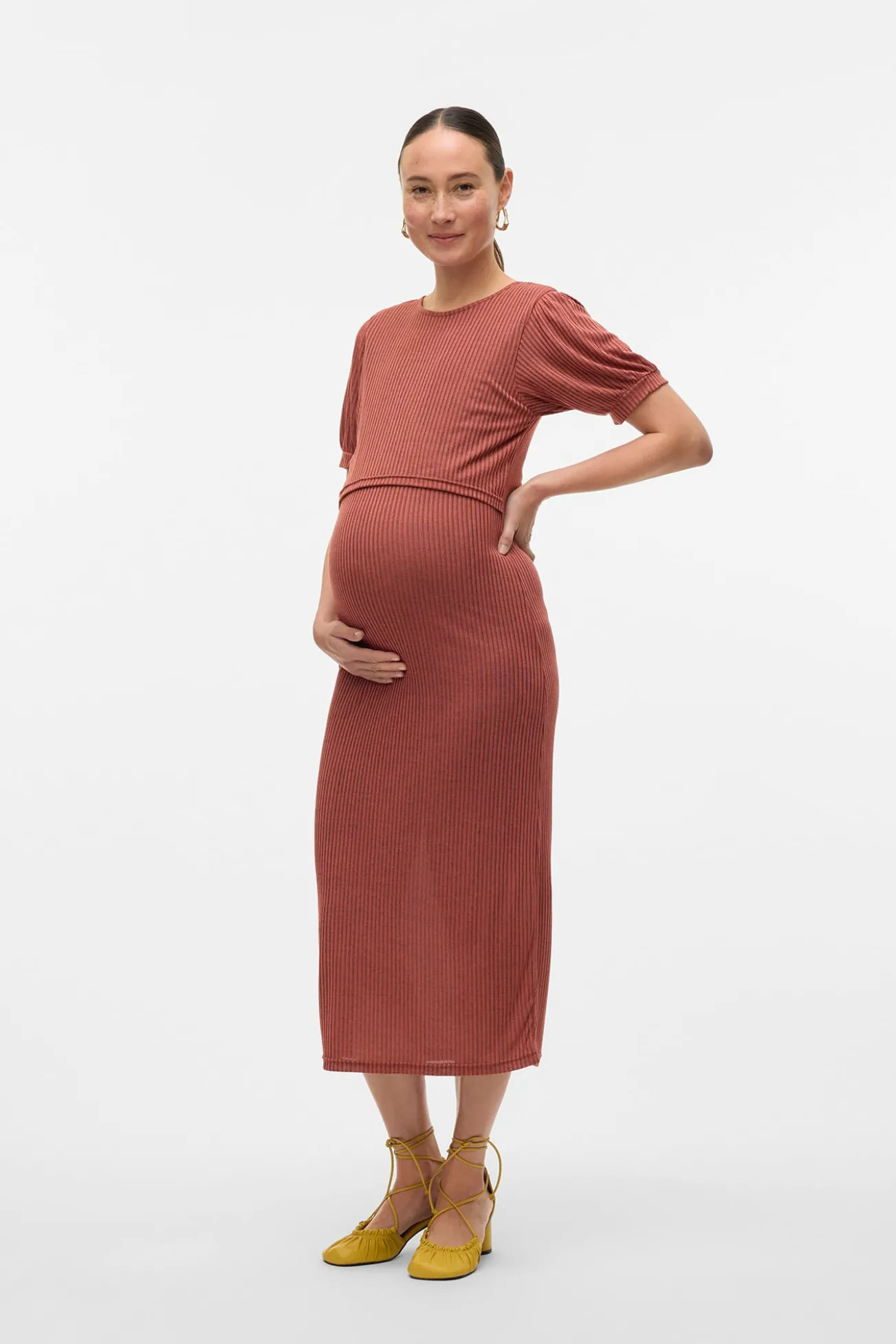 Vestido midi de punto fino maternity