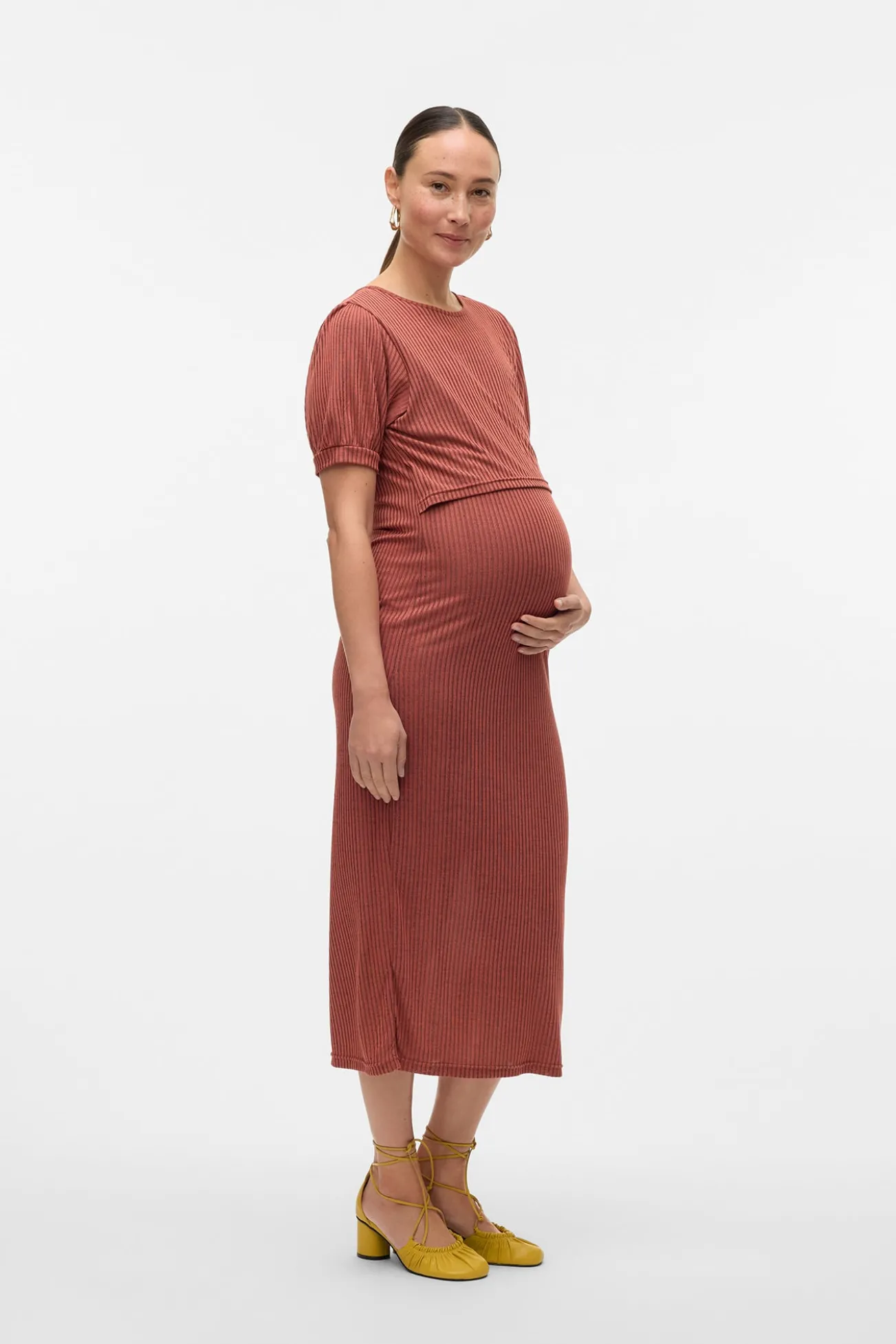 Vestido midi de punto fino maternity