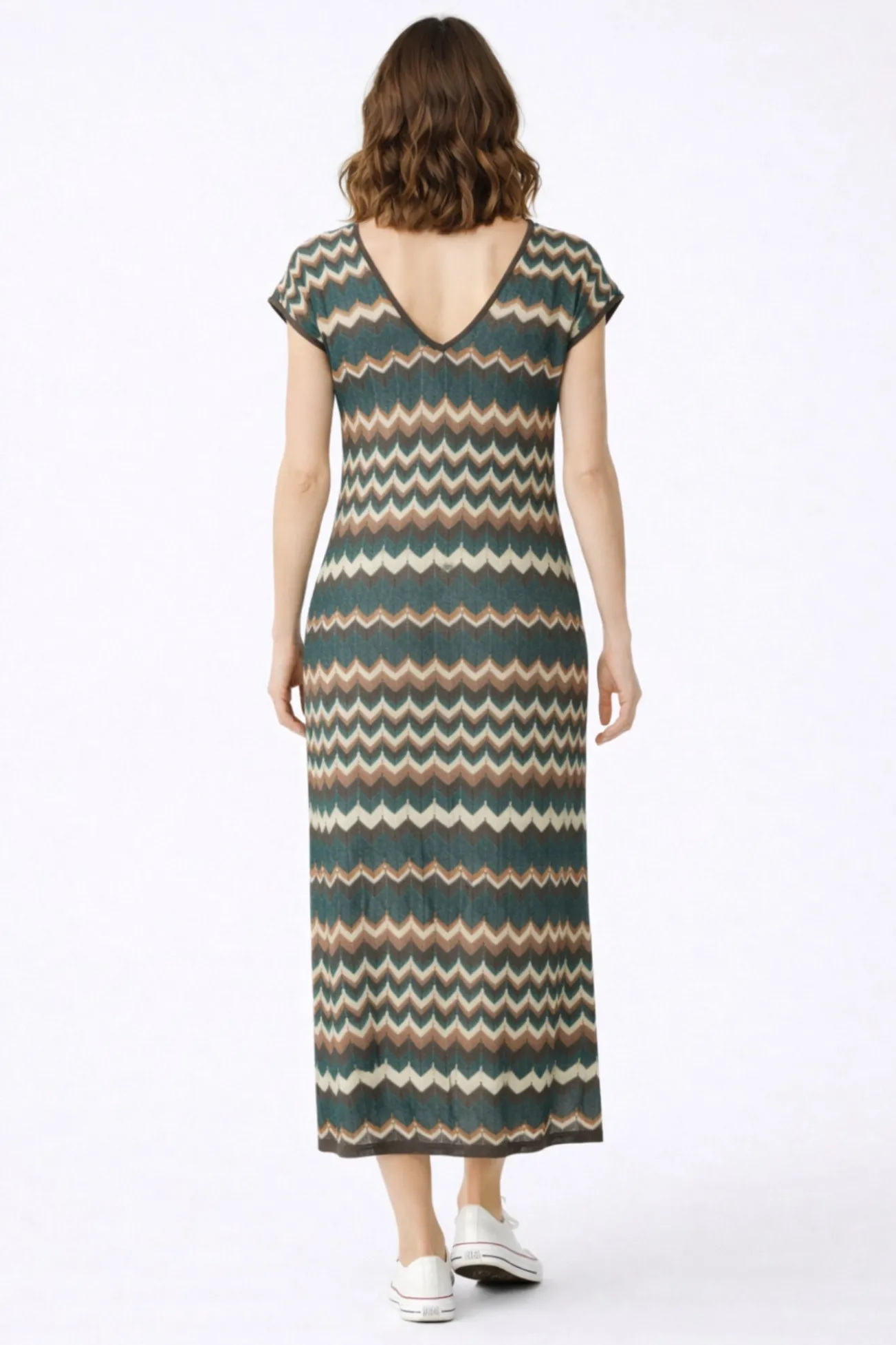 Vestido midi de punto pointelle con viscosa