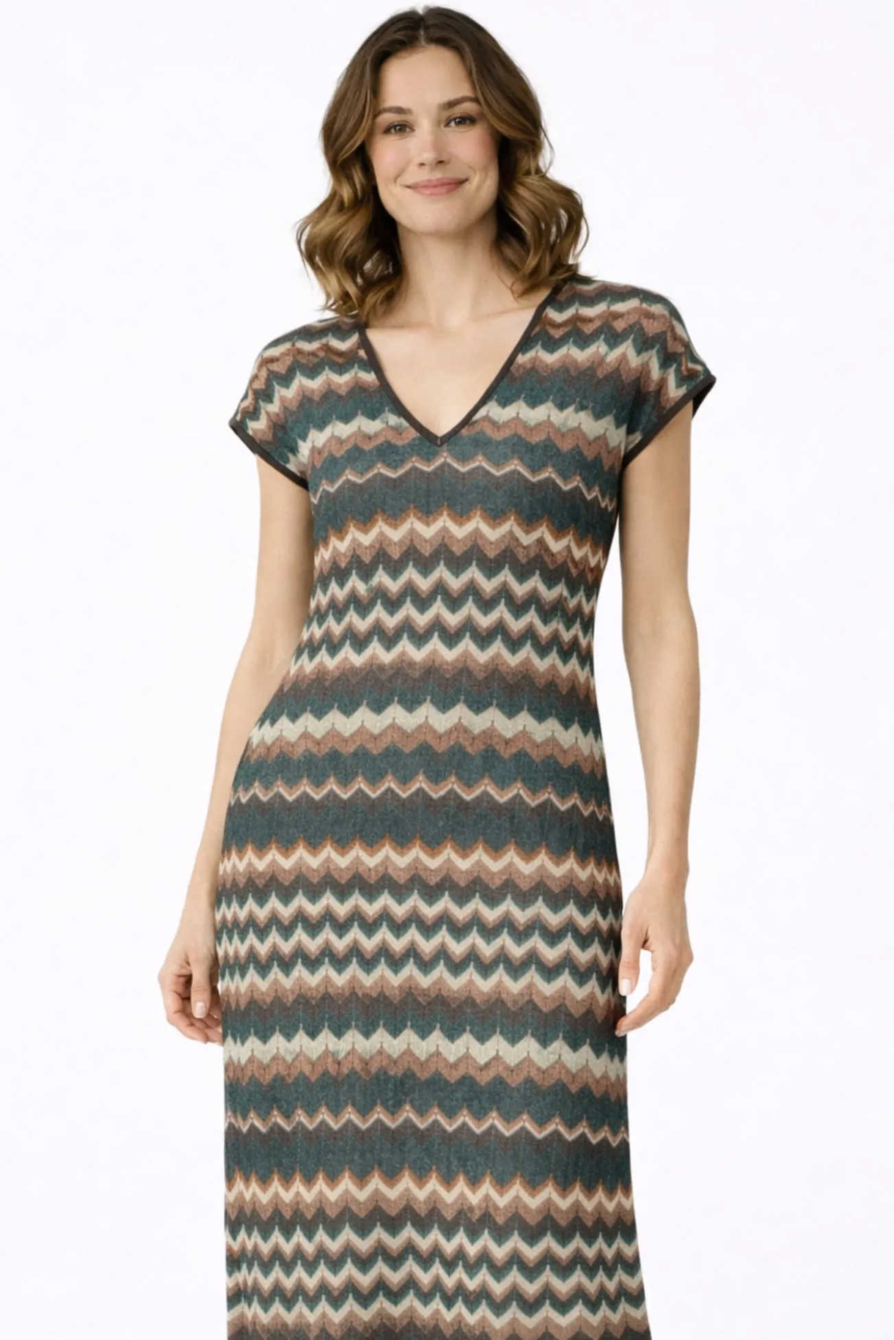 Vestido midi de punto pointelle con viscosa