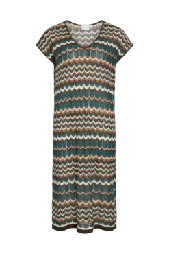 Vestido midi de punto pointelle con viscosa