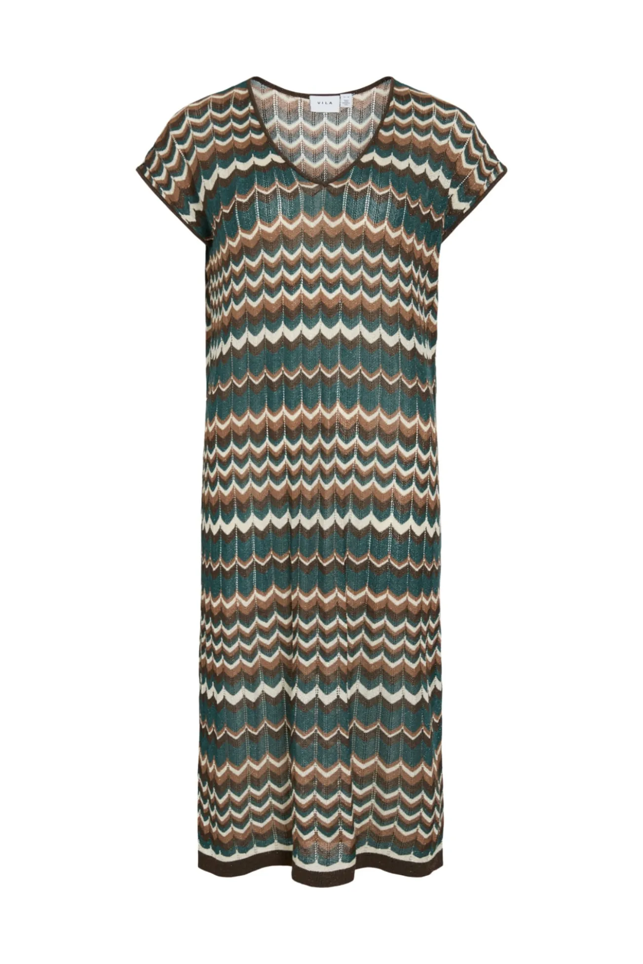 Vestido midi de punto pointelle con viscosa