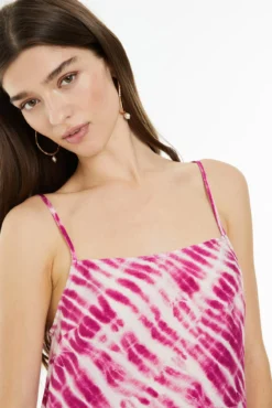 Vestido midi de tirantes estampado tie dye