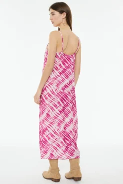 Vestido midi de tirantes estampado tie dye