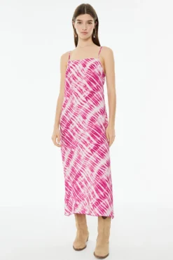 Vestido midi de tirantes estampado tie dye