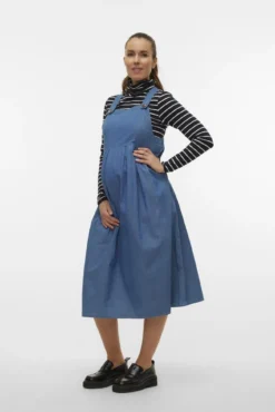 Vestido midi de tirantes vaquero maternity