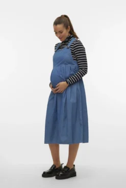 Vestido midi de tirantes vaquero maternity