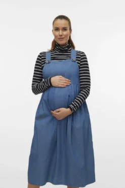 Vestido midi de tirantes vaquero maternity